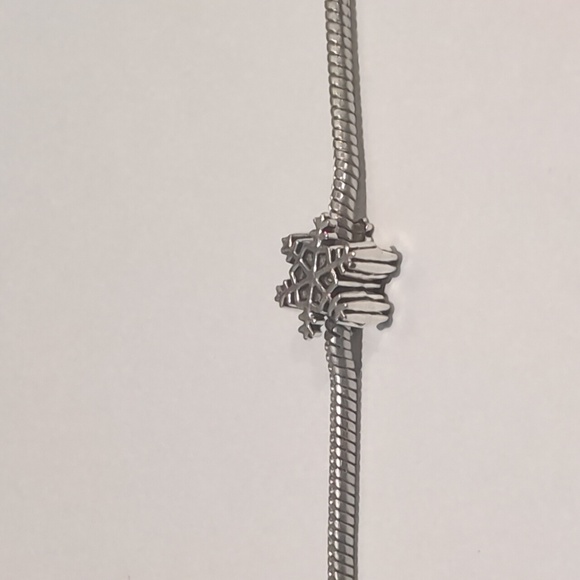 Silver Snowflake Charm for Pandora Style Bracelet - Picture 3 of 5
